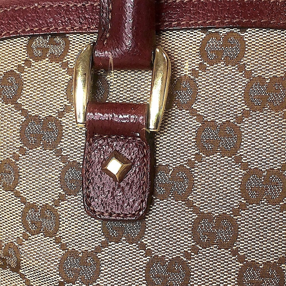 GUCCI GG Canvas Wine Leather Top Handle Dome Tote COA, GUCCI Dust Bag MINT COND - Picture 16 of 17